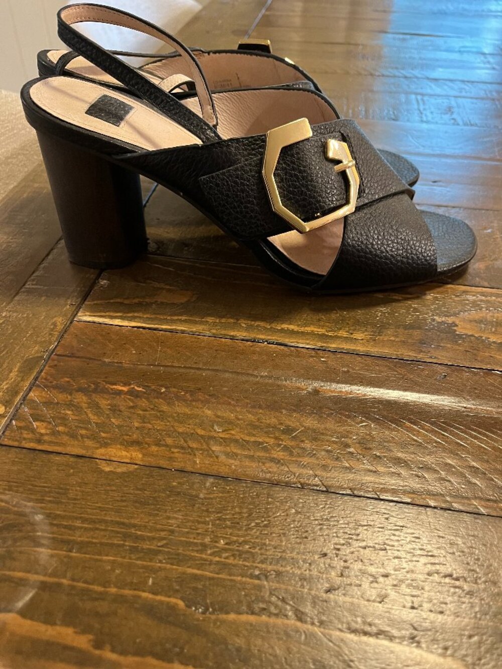 LOUISEetCIE Black Leather Chunky Heels size 9.5